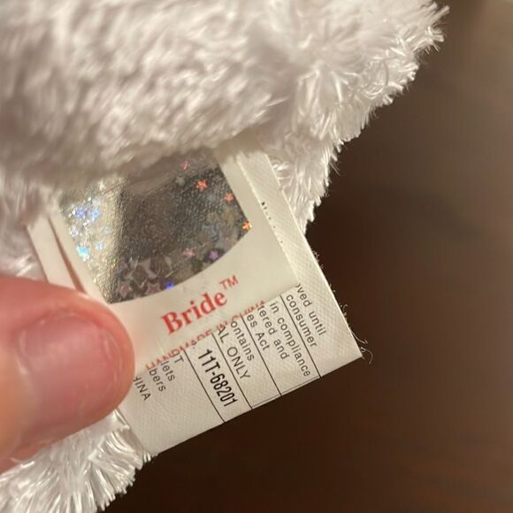 Vintage Ty Beanie Baby 2002 Bride The White Bear Excellent Condition NWT 8” long - Picture 8 of 9